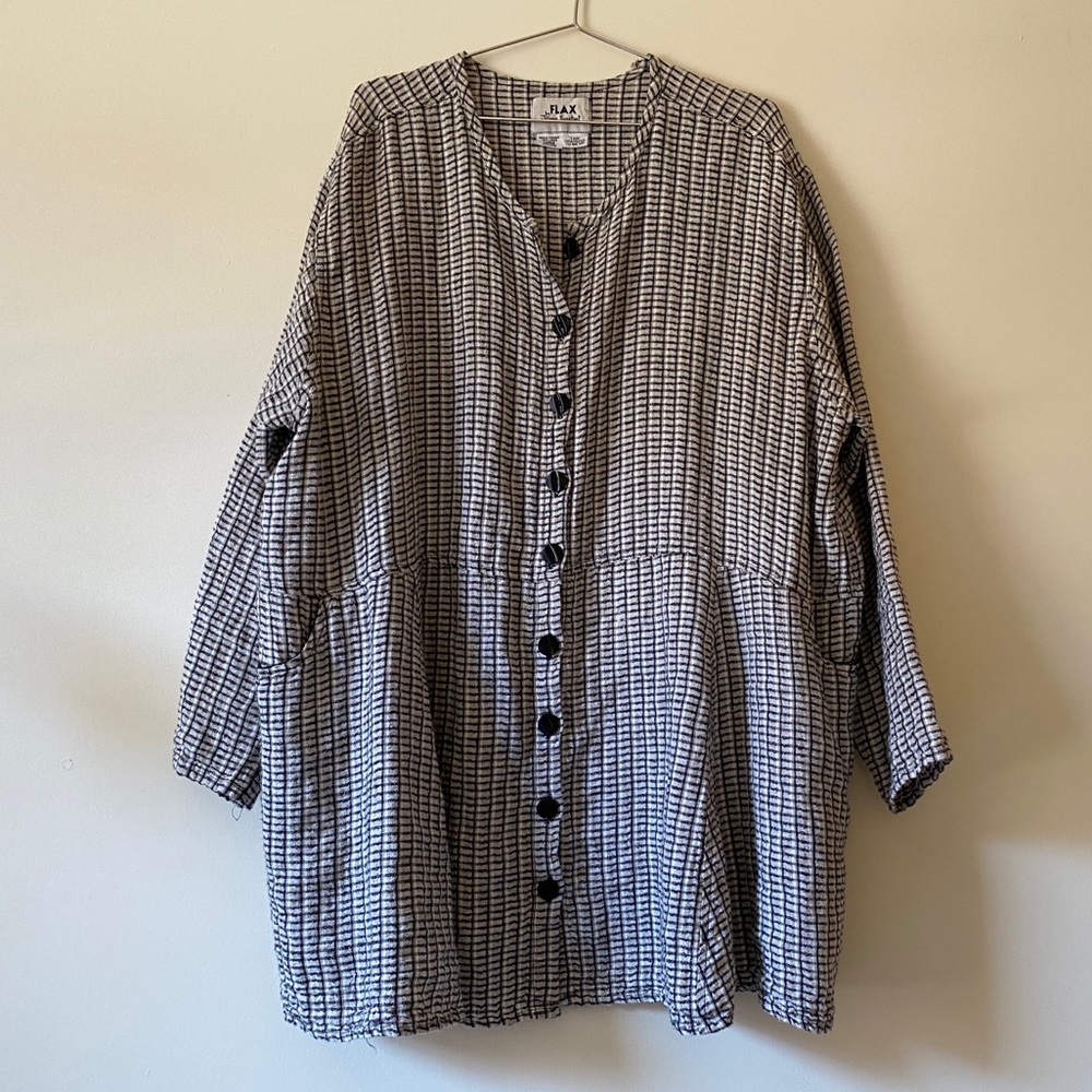 FLAX striped grid pattern plaid tunic
